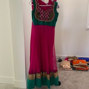 Hot pink and green Indian salwar dress Indian outfit
